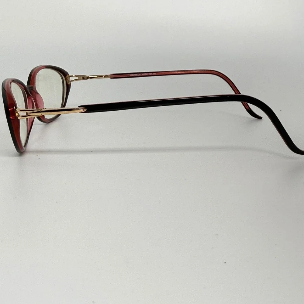 Adensco Maria TG7‎ 130 Womens Eyeglasses Frames Burgundy Black Gold Cat Eye Oval